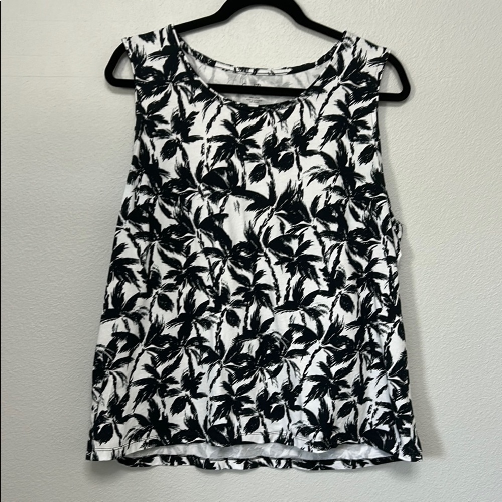 Coral Bay Black and White Palm Tank Top